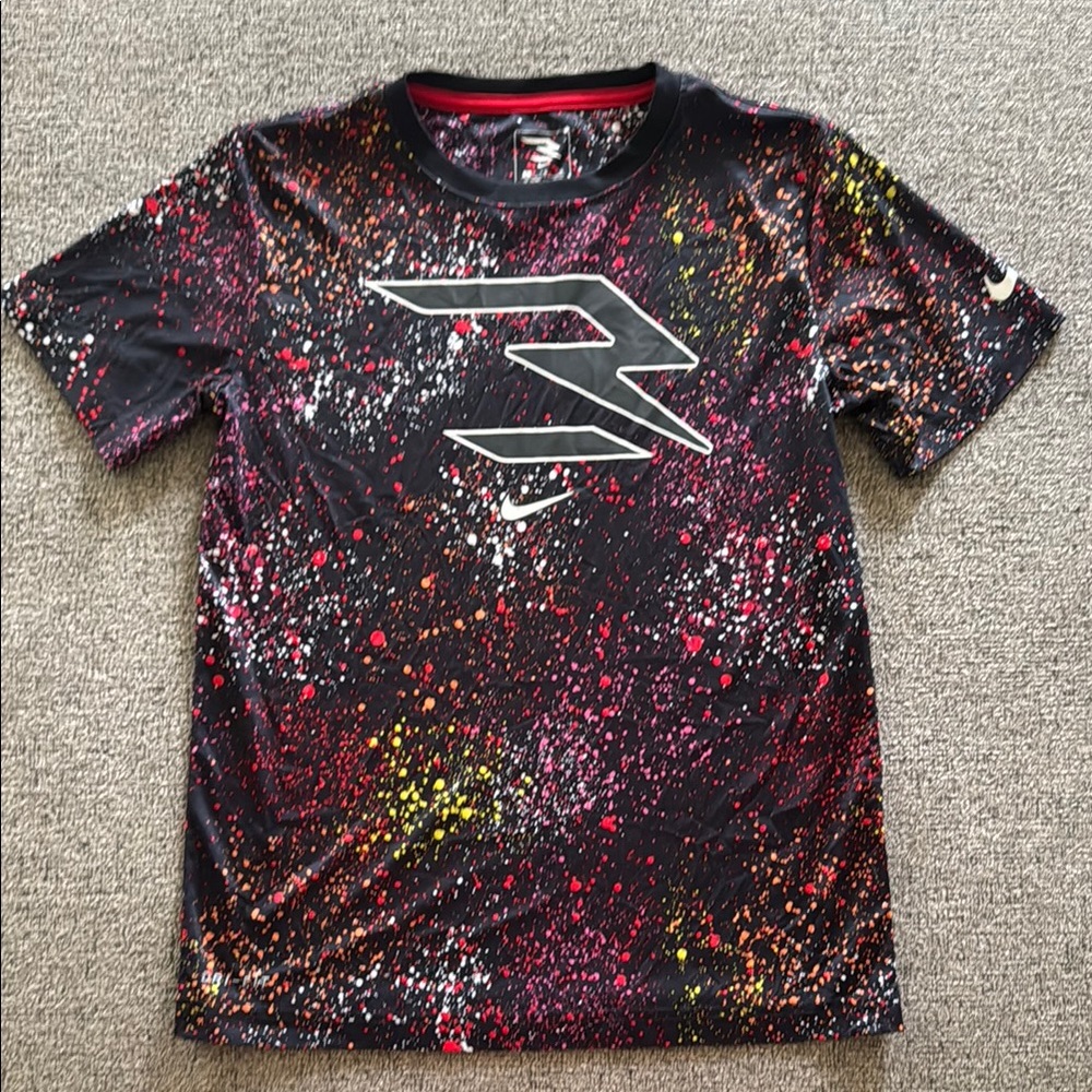 Nike Black and Red Short Sleeve Tee with Geometric Design